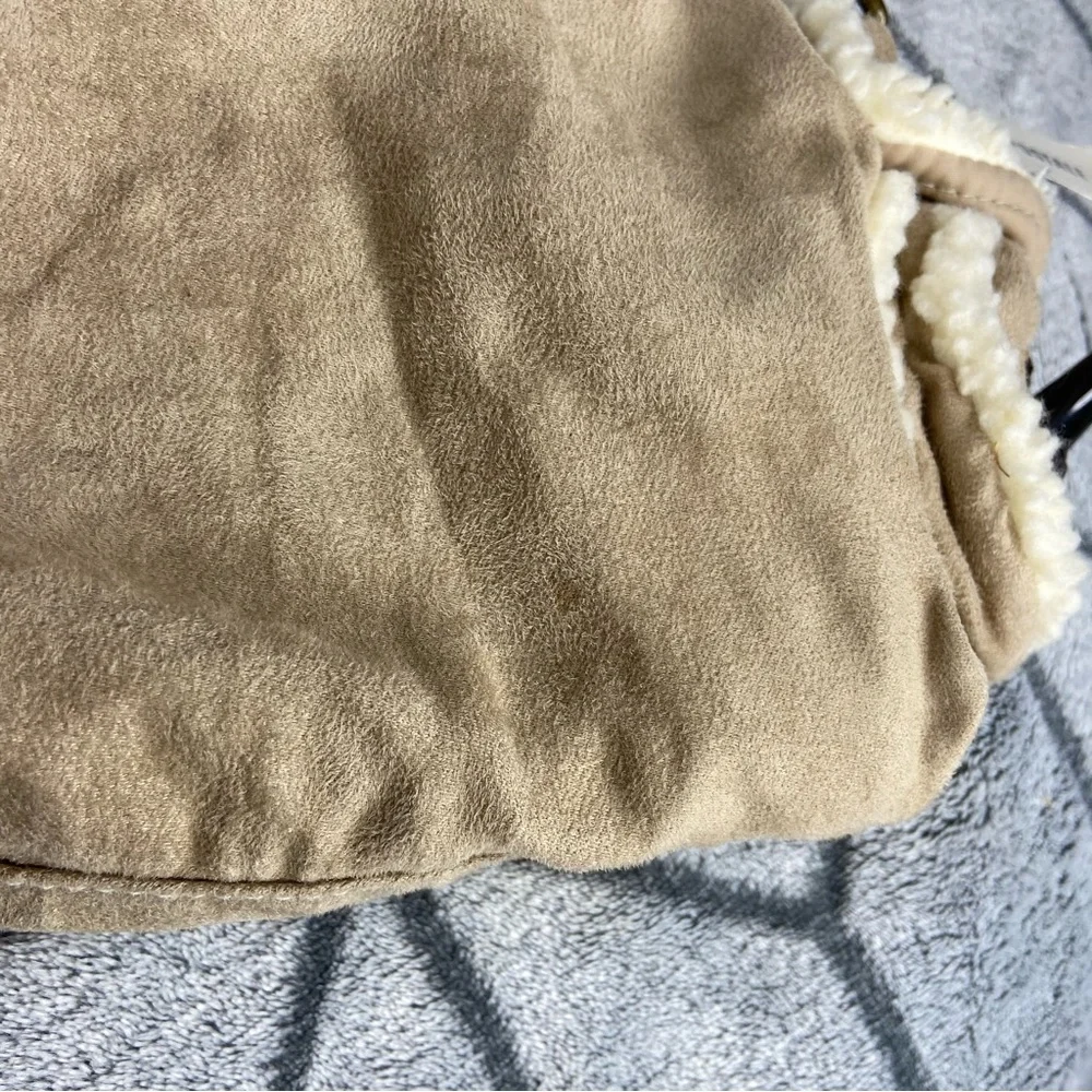 Aeropostale Y2K Beige Sherpa Trim Toggle Mini Purse Hand Bag NWT J